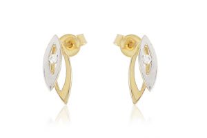 Arany és fehér arany fülbevaló stekkeres elegáns áttört navett - 