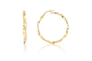 Arany fülbevaló karika csavart 35mm belső átmérővel - 