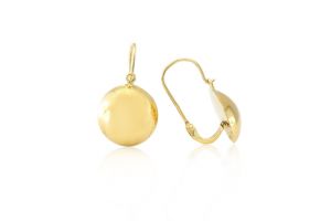 Arany fülbevaló elölkapcsos nagy lencse - 