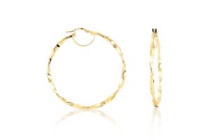 Arany fülbevaló karika csavart 41mm belső átmérővel - 