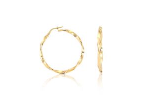 Arany fülbevaló karika csavart 31mm belső átmérővel - 