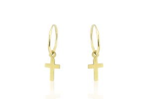 Arany fülbevaló karika kereszttel - 
