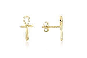 Arany fülbevaló stekkeres Ankh kereszt - 