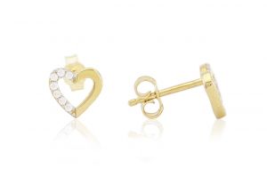 Arany fülbevaló stekkeres szimmetrikus félig köves szív - 