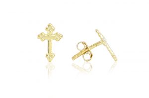 Arany fülbevaló stekkeres díszes kereszt - 