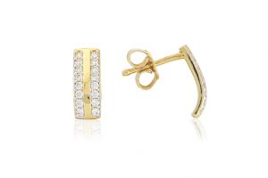 Arany fülbevaló stekkeres elegáns kétsoros köves díszítéssel - 