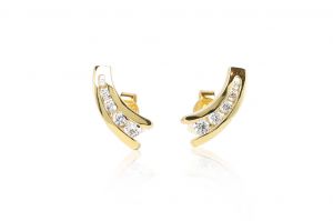 Arany fülbevaló stekkeres íves köves díszítéssel - 