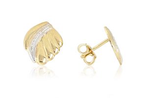 Arany fülbevaló stekkeres íves fehérarany díszítéssel préselt kivitel - 