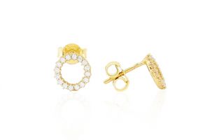 Arany fülbevaló stekkeres kövekkel kirakott kör - 