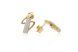 Arany fülbevaló stekkeres modern mintával - 