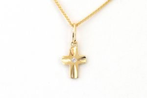 Arany medál apró vésett kereszt pici kővel - 