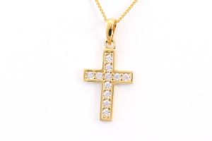 Arany medál kereszt apró kövekkel - 