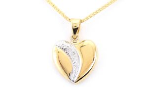 Arany medál szív fehérarany díszítéssel - Arany szív medál