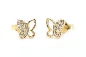 Arany fülbevaló stekkeres pillangó áttört köves - 