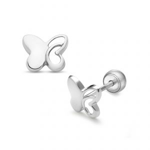 LISA fehér arany gyermek fülbevaló csavaros félig áttört pillangó JTAG-0311 - 