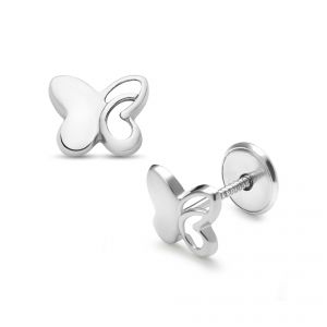 LISA fehér arany gyermek fülbevaló csavaros félig áttört pillangó JTAG-0311 - Arany baba fülbevaló - ezüs ékszer webáruház