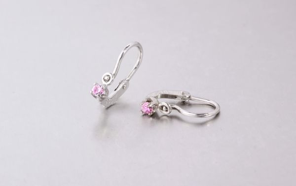 Fehérarany bébifülbevaló rózsaszín kővel n.x-ld-444f-r