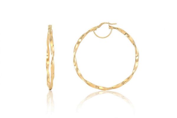 Arany fülbevaló karika csavart 46mm belső átmérő