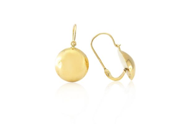 Arany fülbevaló elölkapcsos nagy lencse