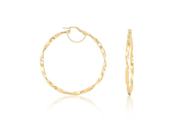 Arany fülbevaló karika csavart 51 mm