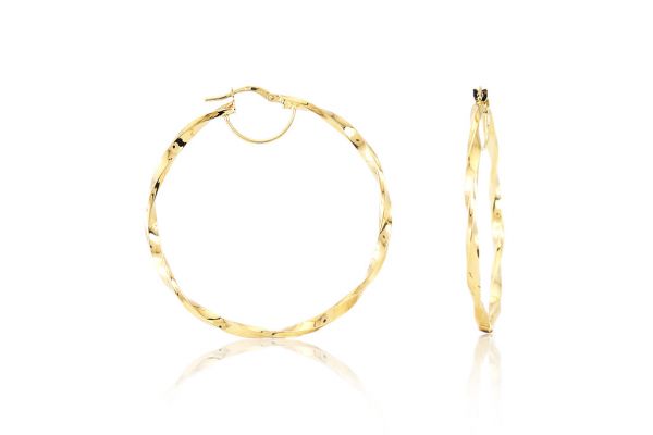 Arany fülbevaló karika csavart 41mm belső átmérővel