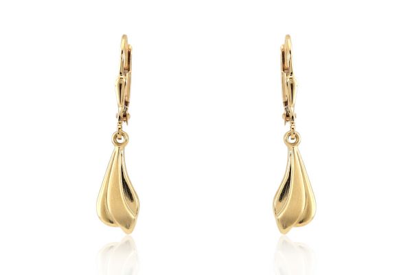 Arany fülbevaló patentzáras elegáns csiszolt díszítéssel