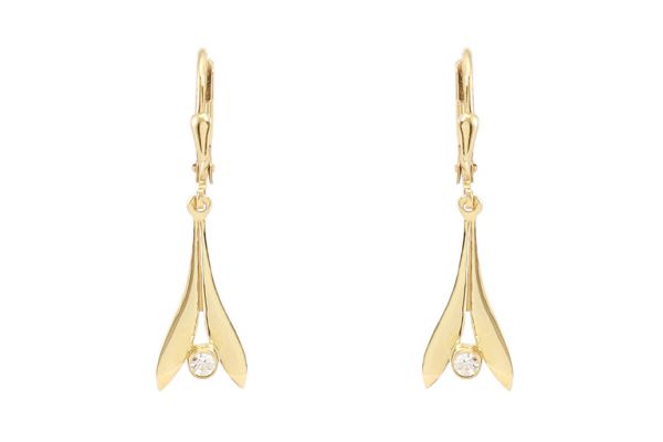 Arany fülbevaló patentzáras liliom pici kővel