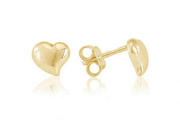 Arany fülbevaló stekkeres apró fényes domborított szív