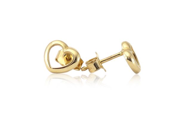 Arany fülbevaló stekkeres áttört szívecske