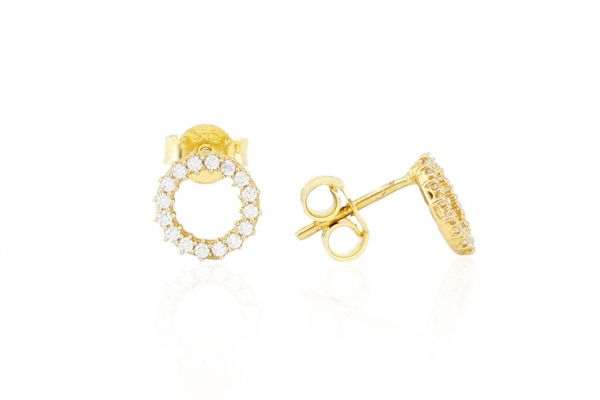 Arany fülbevaló stekkeres kövekkel kirakott kör