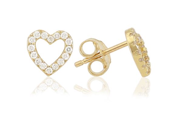 Arany fülbevaló stekkeres szimmetrikus köves szív