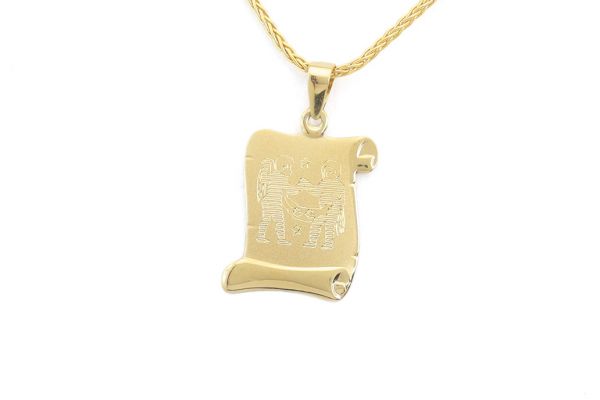 Arany lapmedál lézergravírozott Ikrek